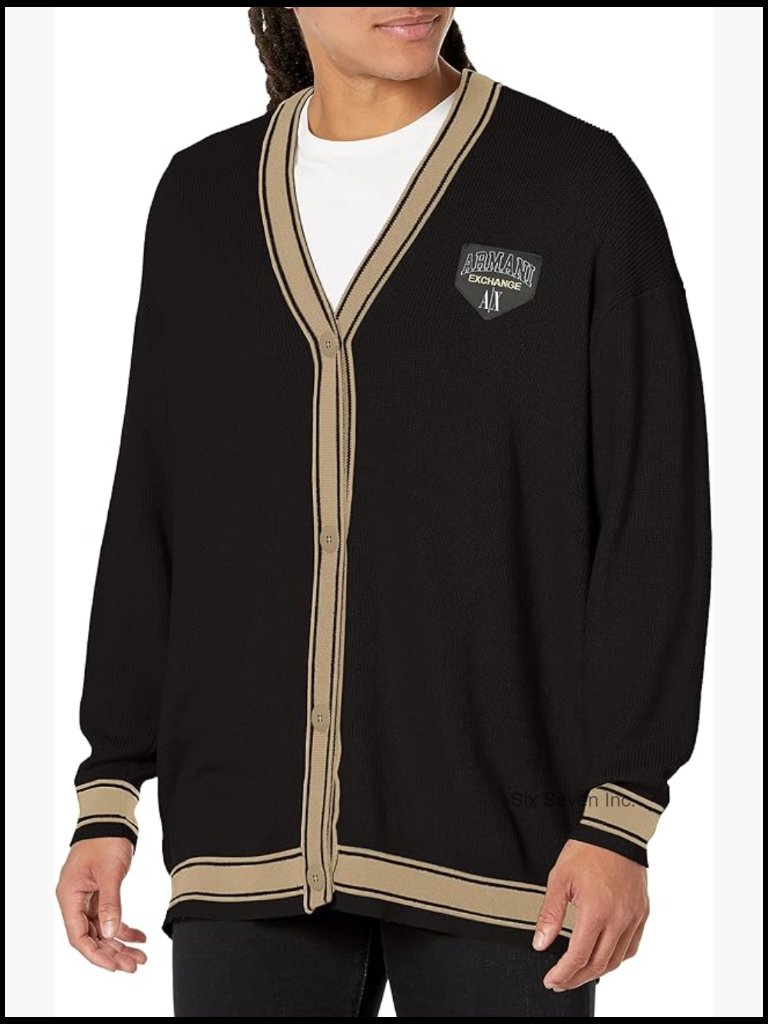 Oversized Knit Cardigan With Collegiate Logo Button Down